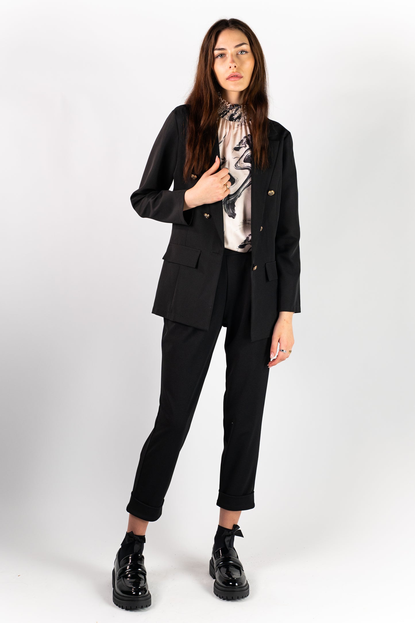 Black Gold Button Blazer