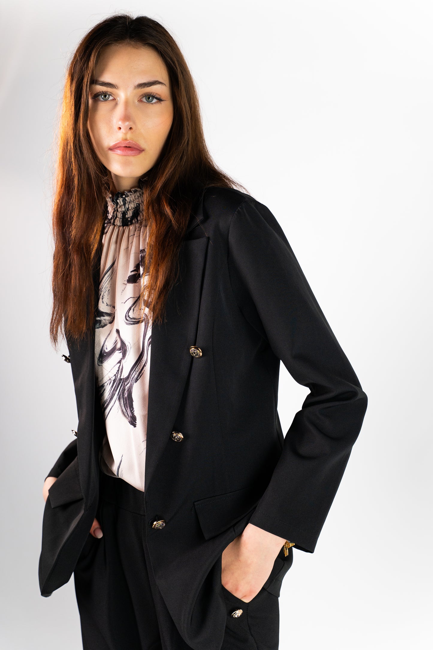 Black Gold Button Blazer